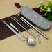 Stainless Steel Knife, Fork, Spoon, Chopsticks Set Outdoor Picnic Portable Tableware Spoon, Chopstick Straw Storage Bag_desvips.com