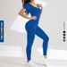 U-Neck Sports For Women Summer Short Sleeve High Waist Hip-Lifting Fitness Wear Slimming Tight Yoga Jumpsuit_desvips.com