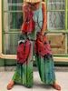 Women's 2023 Summer New Large Fashion Print Loose Strap Wide Leg Jumpsuit_desvips.com