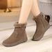 Suede Snow Boots Women's Winter 2025 New Flat-bottomed Versatile Non-slip Cotton Shoes Women's Boots Piled Thickened Warm Short Boots_desvips.com