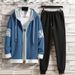 Men's Sports Suit For Spring And Autumn, A Stylish Loose-fitting Hooded Sweatshirt Paired With Jogger-style Casual Pants_desvips.com