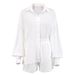 Hollow jacquard niche French long-sleeved suit shirt shorts casual women's design white_desvips.com