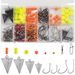 200pcs Surf Fishing Rig Making Kit Saltwater Pompano Rig Fish Finder Rig Fishing Hook Weight Sinker Swivel Snap Bass Trout_desvips.com