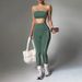 Women's Yoga Outfit Set Color Blocked Tube Top Peach Shaped Hip Slim Fit Trousers Fitness Sportswear Popular_desvips.com