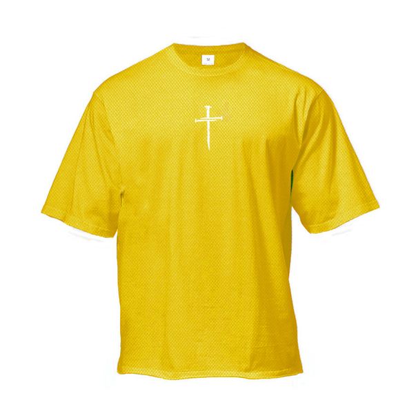 Personalized Cross Print Mens Fitness Shirts Oversized Mesh Quick Dry Short Sleeve T-shirts Gym Bodybuilding Training_desvips.com