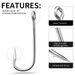 Single Barbed Rock Sea Fishing High Carbon Steel Long Handle Lure Fish Hook With Hole And Loop 100 Pieces/Pack_desvips.com