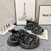 2025 Autumn New European Style Thick-Soled Dad Shoes For Versatile Round-Toe Platform Sole Lace-Up Casual Sneakers_desvips.com