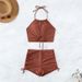 bikini2025 New European And American High Waist Strap Tie Two-Piece Swimsuit For Women Summer Boxer Sports Beach Bikini_desvips.com