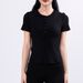 llulu Same Henley Shirt Spring And Summer Short-sleeved T-shirt Knitted Waist Thin Bottoming Shirt Sports Yoga Clothes Top Women_desvips.com