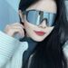 Vintage Matte Black Mercury Oversized Frame Outdoor Cycling Hiking Skiing Windproof Goggles Slimming Sunglasses_desvips.com