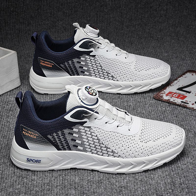 Men's Shoes Summer New Mesh Flyknit Running Shoes Breathable Swivel Buckle Casual Sneakers Men's Tide Shoes_desvips.com