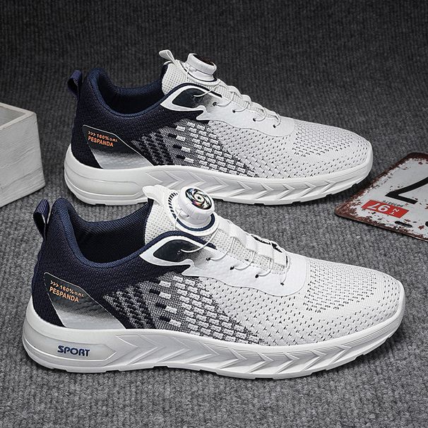 Men's Shoes Summer New Mesh Flyknit Running Shoes Breathable Swivel Buckle Casual Sneakers Men's Tide Shoes_desvips.com