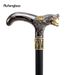Golden Black Wolf Head Biting Walking Cane Fashion Decorative Walking Stick Gentleman Elegant Cosplay Cane Knob Crosier 93cm_desvips.com