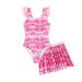 New Girls' Fish Scale Print Two-piece Swimsuit, Fresh And Stylish Skirt-style Hot Spring Children's Swimwear, Wholesale_desvips.com