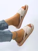 Vacation Apricot For Women, Minimalist Corduroy Toe Post Design Thong Sandals Senior Designer Summer Outdoor Casual_desvips.com