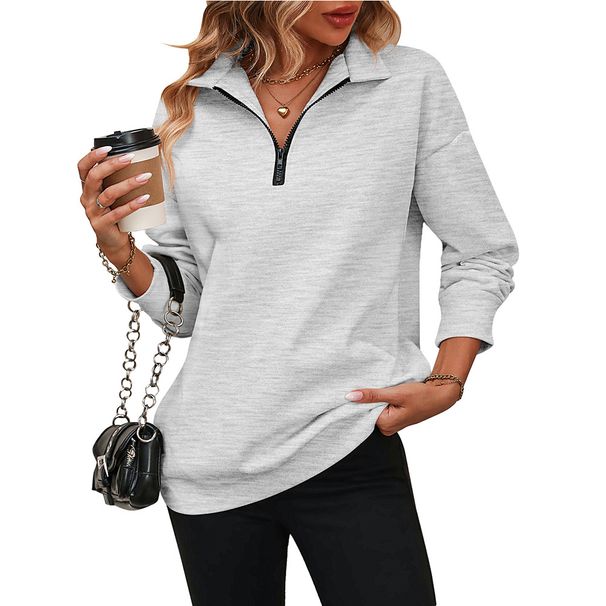 2023 Autumn And Winter New Women's Clothing Half Zipper Long Sleeve Y2K Fashion Pullover Fleece Sweatshirt_desvips.com