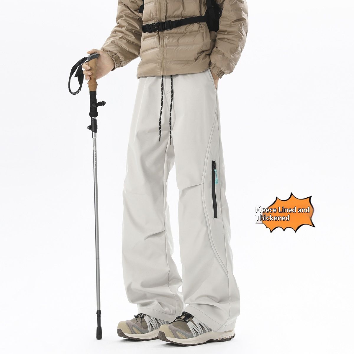 001 Winter New Men's Fleece-Lined American Style Outdoor Travel Hiking Cargo Casual Workwear Straight-Leg Trendy Brand Long_desvips.com