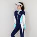 Korean Sun Protection Diving Women One-Piece Long Sleeve Full Body Conservative Swimsuit Summer Surfing Snorkeling_desvips.com