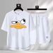 Men's Clothing 2024 Waffle Casual Summer Suit Men's Loose Teen Short sleeved T shirt Shorts Handsome Two piece Suit_desvips.com
