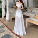 Cross-border Foreign Trade Lace Camisole Dress For Women, Summer French Resort Style, Waist-cinching, Slimming, Elegant,_desvips.com