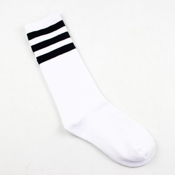 Three Stripe Cotton Mid Calf Socks Individually Packaged Versatile Street Style Baseball Soccer Striped Korean Style Sweat Wicking Odor Resistant_desvips.com
