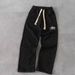 2025 New Trendy Line Art English Drawstring Wide-Leg White Black Youth Pants_desvips.com