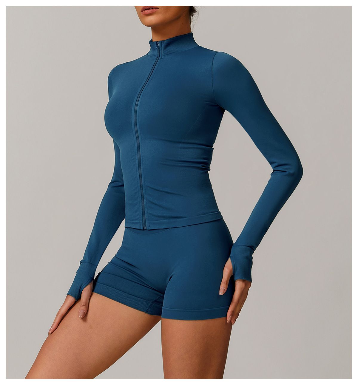 A0 New Seamless Stand Collar Zipper Yoga For Women, Windproof Slim Fit Warm Top, Sports Running Jacket 77_desvips.com