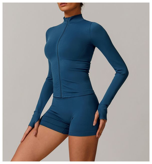 A0 New Seamless Stand Collar Zipper Yoga For Women, Windproof Slim Fit Warm Top, Sports Running Jacket 77_desvips.com