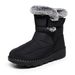 Women's High-Cut Winter Snow Boots With Faux Fur Lining, Waterproof Umbrella Fabric, PU Anti-Slip Sole, Adjustable Hook & Loop Closure (EU 36-45)_desvips.com