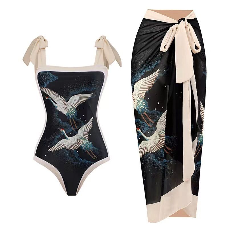 bikini Spa Resort Plus Size Vintage Print One-piece Bikini For Women_desvips.com