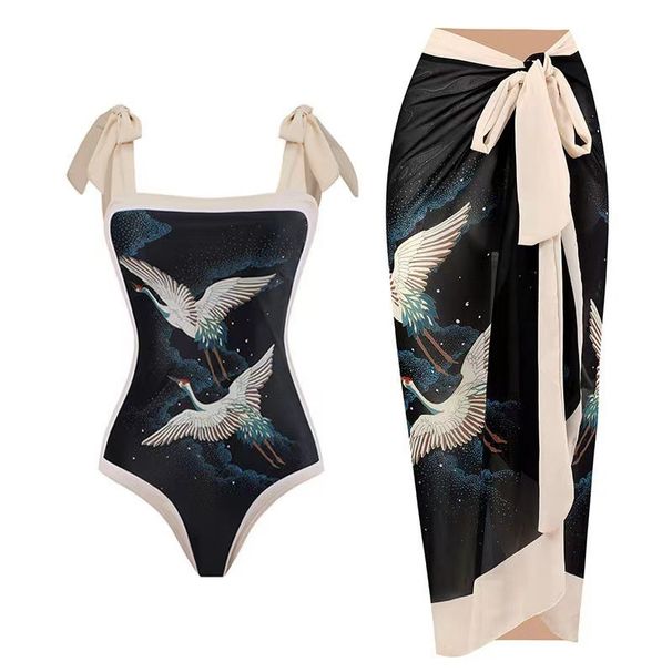 bikini Spa Resort Plus Size Vintage Print One-piece Bikini For Women_desvips.com