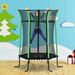 Trampolino Elastico Per Bambini 3-10 Anni Con Ingresso A Cerniera E Pali Imbottiti, 122x111x190 Cm, Verde_desvips.com