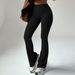 European And American Size Blockbuster Overalls Women's Pockets Yoga Pants Flared Pants Hip-lifting Sports Tight Fitness Pants_desvips.com