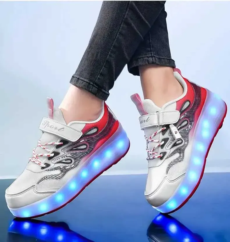Fashion Roller Skate Shoes Kids Children Casual Sports Toy Gift Games Boys 4 Wheels Sneakers Girls Boots Ultra Light_desvips.com