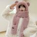 LazyZoom Autumn Winter Bear Ears Plush Scarf Combo For Women Cycling Warm Versatile Mask Ear Protection Neck Warmer Hat_desvips.com