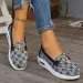Women's Casual Brown Monogram Pattern Loafers With Metal Buckle And Air Cushion Minimalist Sole For All Day Comfort_desvips.com