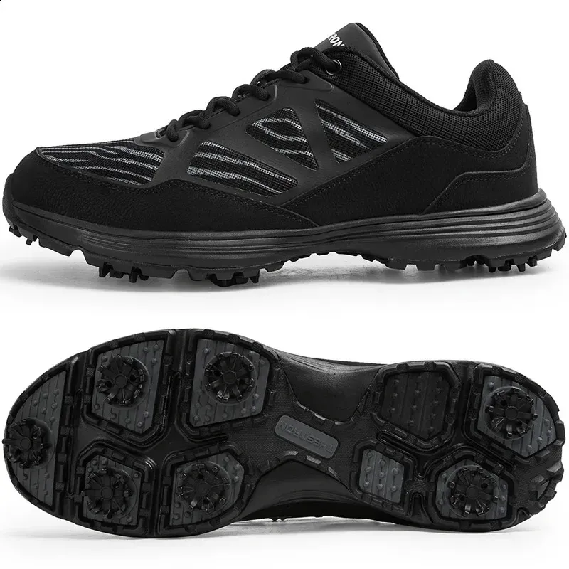 Professional Waterproof Spikes Sneakers Black White Mens Trainers Big Size Golf Shoes For Men_desvips.com