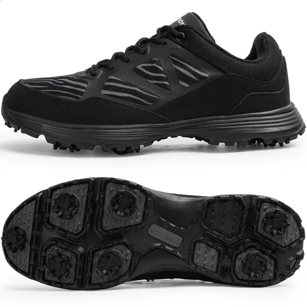 Professional Waterproof Spikes Sneakers Black White Mens Trainers Big Size Golf Shoes For Men_desvips.com