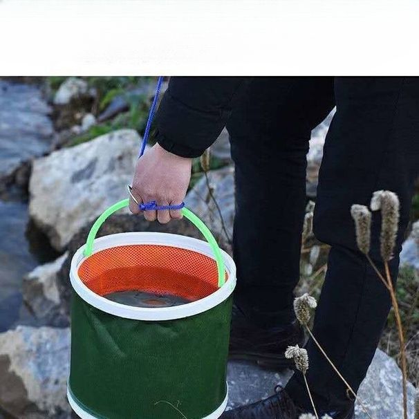 Collapsible Outdoor Multifunctional Fishing Bucket With Strap, Made Of Thickened Oxford Cloth, Suitable For Carrying_desvips.com