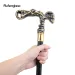 Golden Black Skull Walking Stick Decorative Vampire Decorative Cane For Halloween For Cosplay And Parties, For Cosplay & Party_desvips.com