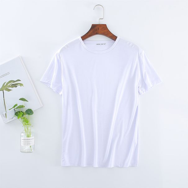 Men's T-Shirt Modal Short Sleeve Top Undershirt Plus Size Loose Fit Sports Casual Homewear Base Shirt Wholesale_desvips.com