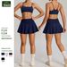 New European And American Style Tennis Skirt For Women Outdoor Badminton Sportswear Two-Piece Set With Pockets_desvips.com