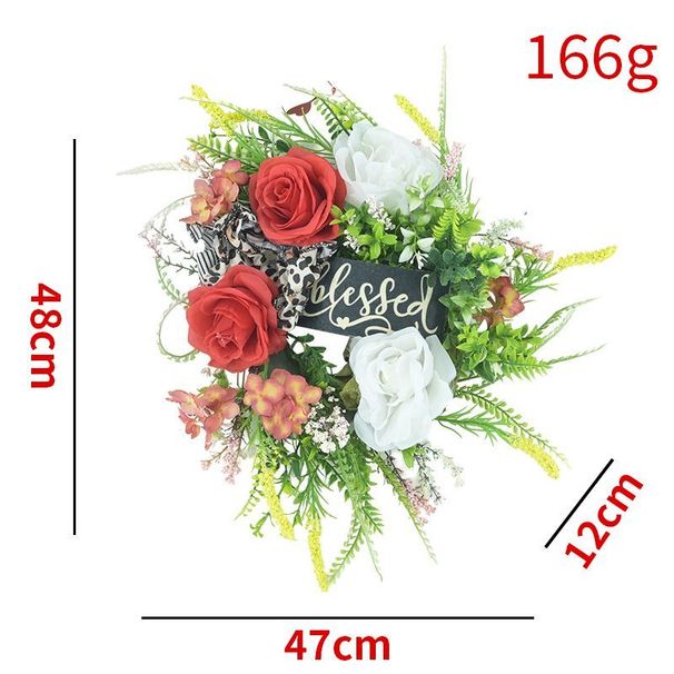 St. Patrick's Day Wreath With Leopard Print Ribbon Door Hanging Decoration, Artificial Green Plants For Cross-border_desvips.com