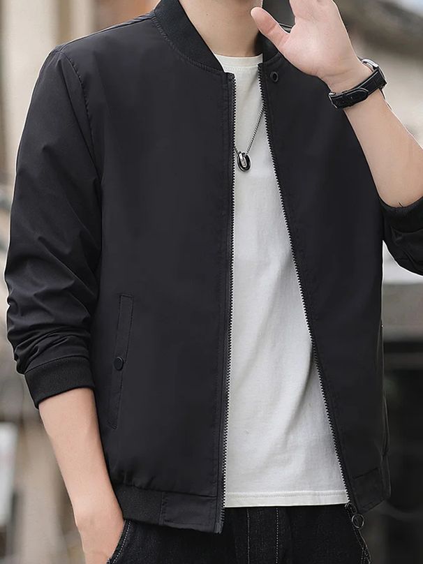 Men's Casual Trend Fashion Windproof Outdoor Sports Zipper Solid Color Long Sleeve Cold Warm Aviator Coat Jacket_desvips.com