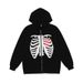 Hoodie Sweatshirt Bone Dark Y2k Zipper Fleece Clothing_desvips.com