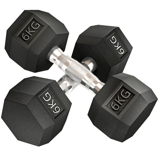 Ensemble D'haltères Courtes, Lot De 2 Haltères Hexagonaux Recouverts De Caoutchouc, Acier Noir_desvips.com