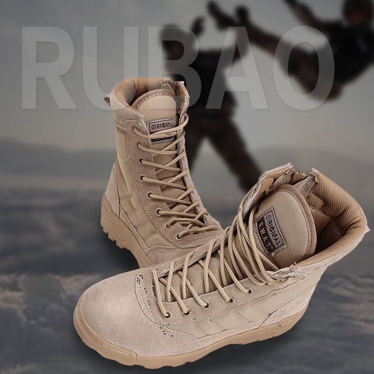 Military Tactical Boots – Waterproof & Slip-Resistant Hiking Boots For Men – Combat & Outdoor Adventure Shoes (Black/Sand)_desvips.com