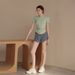 Women's Quick Drying Yoga Wear Short Sleeved T-Shirt Pilates Training Fitness Top New Style Sports Running Set_desvips.com