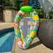 Environmentally Friendly PVC Thickened Drop Net Yarn Leaf Print Water Recliner With Canopy Back Adult Inflatable Floating Row_desvips.com