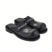 British Style Big Head Men's Derby Shoes Genuine Leather Trendy Metal Chain Round Closed Toe Slippers_desvips.com